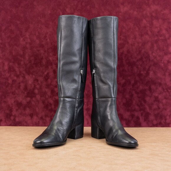 Steve Madden Women Nohanna Black Fashion Zip Leather Knee Boots Sz 8.5 - Picture 3 of 10